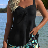 Laluna® | Tankini Svītrains ar Divdaļīgu Pludmales Biksīšu