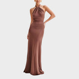 Milica - Slinky Halter Maxi Kleita