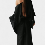 Filipa - Linu un kokvilnas kimono stila kleita ar jostu