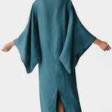 Filipa - Linu un kokvilnas kimono stila kleita ar jostu