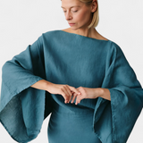 Filipa - Linu un kokvilnas kimono stila kleita ar jostu
