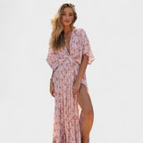 Vilma - Rozā boho kleita ar šķēlumu